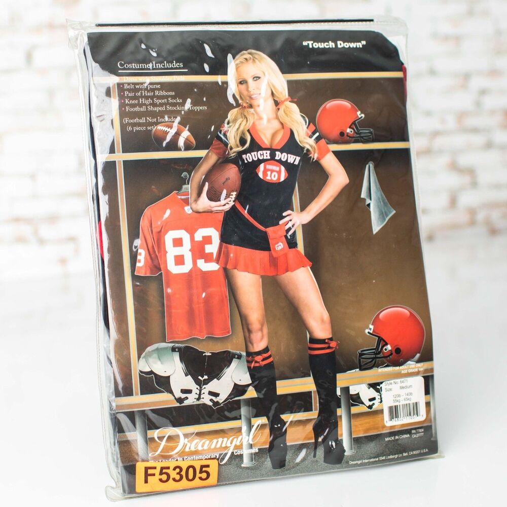 Dreamgirl Touch Down Football Costume Women Medium 6 Piece Cheerleader Halloween